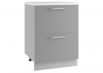 Лофт СК2 600 шкаф нижний с 2-мя ящиками (Штукатурка белая/корпус Серый) в Оби - ob.mebel54.com | фото