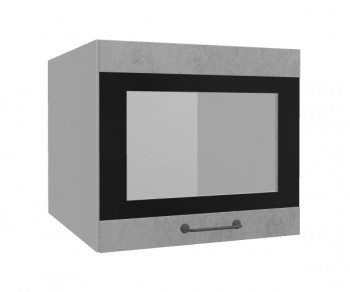 Лофт ВПГСФ 500 шкаф верхний горизонтальный со стеклом высокий с фотопечатью (Бетон светлый/корпус Серый) в Оби - ob.mebel54.com | фото