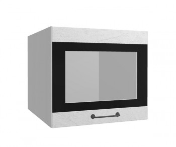 Лофт ВПГСФ 500 шкаф верхний горизонтальный со стеклом высокий с фотопечатью (Штукатурка белая/корпус Серый) в Оби - ob.mebel54.com | фото