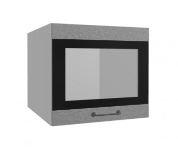 Лофт ВПГСФ 500 шкаф верхний горизонтальный со стеклом высокий с фотопечатью (Штукатурка серая/корпус Серый) в Оби - ob.mebel54.com | фото