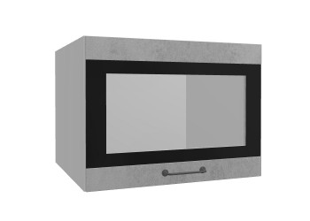 Лофт ВПГСФ 600 шкаф верхний горизонтальный со стеклом высокий с фотопечатью (Бетон светлый/корпус Серый) в Оби - ob.mebel54.com | фото