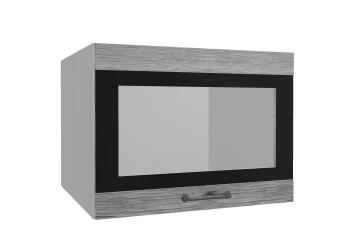Лофт ВПГСФ 600 шкаф верхний горизонтальный со стеклом высокий с фотопечатью (Дуб майский/корпус Серый) в Оби - ob.mebel54.com | фото