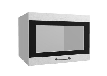 Лофт ВПГСФ 600 шкаф верхний горизонтальный со стеклом высокий с фотопечатью (Штукатурка белая/корпус Серый) в Оби - ob.mebel54.com | фото