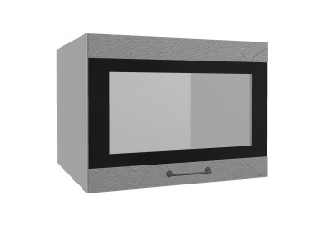 Лофт ВПГСФ 600 шкаф верхний горизонтальный со стеклом высокий с фотопечатью (Штукатурка серая/корпус Серый) в Оби - ob.mebel54.com | фото