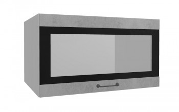 Лофт ВПГСФ 800 шкаф верхний горизонтальный со стеклом высокий с фотопечатью (Бетон светлый/корпус Серый) в Оби - ob.mebel54.com | фото
