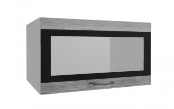 Лофт ВПГСФ 800 шкаф верхний горизонтальный со стеклом высокий с фотопечатью (Дуб майский/корпус Серый) в Оби - ob.mebel54.com | фото