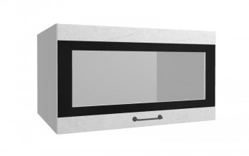 Лофт ВПГСФ 800 шкаф верхний горизонтальный со стеклом высокий с фотопечатью (Штукатурка белая/корпус Серый) в Оби - ob.mebel54.com | фото