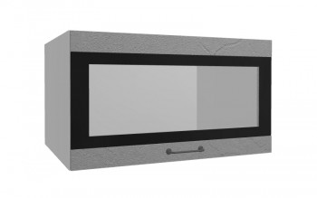 Лофт ВПГСФ 800 шкаф верхний горизонтальный со стеклом высокий с фотопечатью (Штукатурка серая/корпус Серый) в Оби - ob.mebel54.com | фото