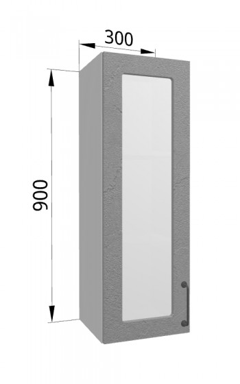 Лофт ВПС 300 шкаф верхний со стеклом высокий (Штукатурка серая/корпус Серый) в Оби - ob.mebel54.com | фото