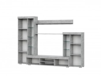 Мебель для гостиной МГС 5 Цемент светлый / Белый в Оби - ob.mebel54.com | фото