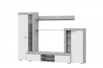 Мебель для гостиной МГС 5 Цемент светлый / Белый в Оби - ob.mebel54.com | фото