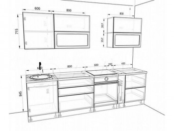 Модульная кухня Бруклин 2.4 x 2 м (Бетон белый) в Оби - ob.mebel54.com | фото