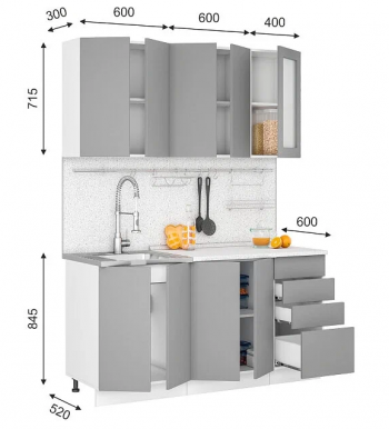 Модульная кухня Норд 1,6 м (Софт даймонд/Камень беж/Белый) в Оби - ob.mebel54.com | фото