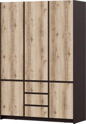 Модульная система "Прага" Шкаф для одежды трехстворчатый Дуб Венге/Дуб Делано в Оби - ob.mebel54.com | фото