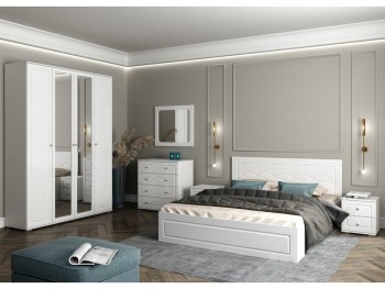 Модульная спальня Барселона (Белый/Белый глянец) в Оби - ob.mebel54.com | фото
