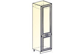 Монако Шкаф-пенал L600 под холодильник (2 дв. гл.) (Белый/Айвори матовый) в Оби - ob.mebel54.com | фото