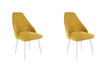 Набор стульев Милан 2 шт (желтый велюр/белый) в Оби - ob.mebel54.com | фото