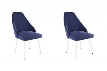 Набор стульев Милан 2 шт (синий велюр/белый) в Оби - ob.mebel54.com | фото