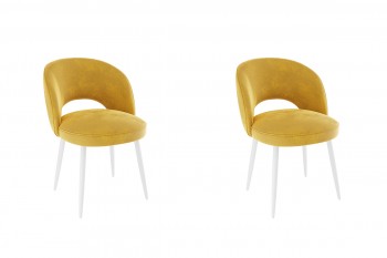Набор стульев Моли 2 шт (жёлтый велюр/белый) в Оби - ob.mebel54.com | фото