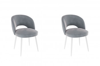 Набор стульев Моли 2 шт (серый велюр/белый) в Оби - ob.mebel54.com | фото