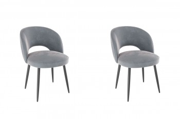 Набор стульев Моли 2 шт (серый велюр/черный) в Оби - ob.mebel54.com | фото