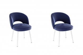 Набор стульев Моли 2 шт (синий велюр/белый) в Оби - ob.mebel54.com | фото