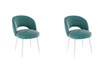 Набор стульев Моли 2 шт (зеленый велюр/белый) в Оби - ob.mebel54.com | фото