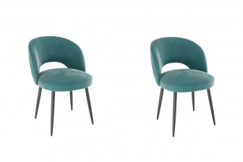 Набор стульев Моли 2 шт (зеленый велюр/черный) в Оби - ob.mebel54.com | фото