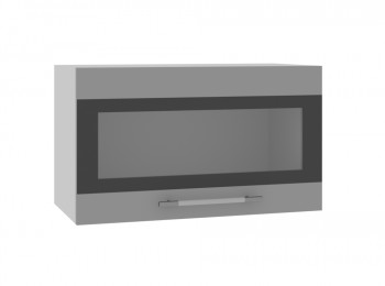 Норд ШВГС 600 Шкаф верхний горизонтальный со стеклом (Софт черный/корпус Венге) в Оби - ob.mebel54.com | фото