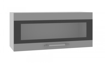 Норд ШВГС 800 Шкаф верхний горизонтальный со стеклом (Софт черный/корпус Белый) в Оби - ob.mebel54.com | фото