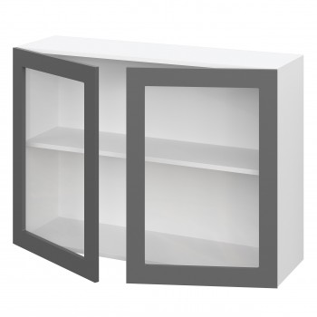 Норд ШВС 1000 Шкаф верхний со стеклом (Софт черный/корпус Белый) в Оби - ob.mebel54.com | фото