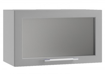 Олива ПГС 600 шкаф верхний горизонт. стекло Снег глянец в Оби - ob.mebel54.com | фото