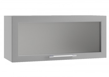 Олива ПГС 800 шкаф верхний горизонт. стекло Снег глянец в Оби - ob.mebel54.com | фото