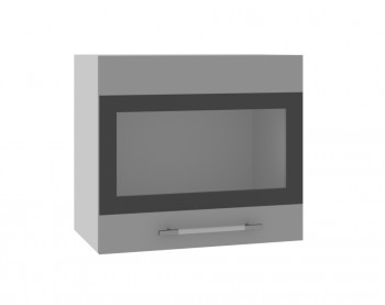 Олива ВПГСФ 500 Шкаф верхний горизонтальный со стеклом с фотопечатью высокий (Снег глянец/корпус Серый) в Оби - ob.mebel54.com | фото