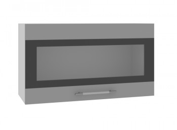 Олива ВПГСФ 800 Шкаф верхний горизонтальный со стеклом с фотопечатью высокий (Снег глянец/корпус Серый) в Оби - ob.mebel54.com | фото