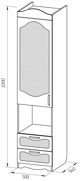 Пенал с ящиками серии Иллюзия 31 светло-сиреневый в Оби - ob.mebel54.com | фото