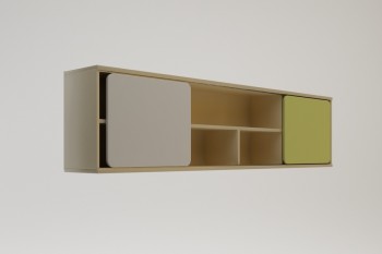 Полка между шкафами 1660 Эппл (Зеленый/Белый/корпус Клен) в Оби - ob.mebel54.com | фото
