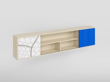 Полка между шкафами 1660 Футбол ЧМ (Белый/Синий/корпус Клен) в Оби - ob.mebel54.com | фото