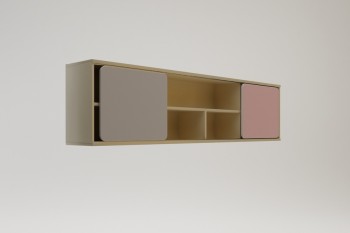 Полка между шкафами 1660 Грэйси (Розовый/Серый/корпус Клен) в Оби - ob.mebel54.com | фото