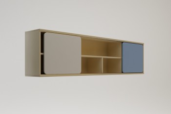 Полка между шкафами 1660 Скай (Синий/Белый/корпус Клен) в Оби - ob.mebel54.com | фото