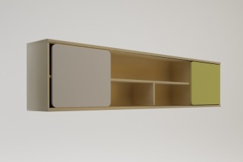 Полка между шкафами 1960 Эппл (Зеленый/Белый/корпус Клен) в Оби - ob.mebel54.com | фото