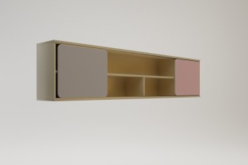 Полка между шкафами 1960 Грэйси (Розовый/Серый/корпус Клен) в Оби - ob.mebel54.com | фото
