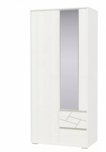 Шкаф 2-х дверный с ящиками Аделина 1000 Рамух белый в Оби - ob.mebel54.com | фото