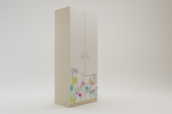 Шкаф 2-х створчатый с ящиками Флёр (Белый/корпус Клен) в Оби - ob.mebel54.com | фото