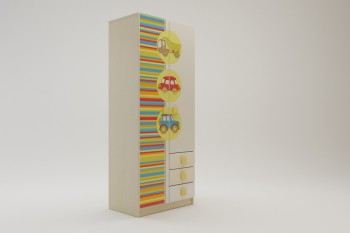 Шкаф 2-х створчатый с ящиками Клаксон (Бежевый/корпус Клен) в Оби - ob.mebel54.com | фото
