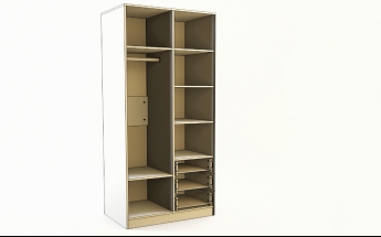 Шкаф 2-х створчатый с ящиками Клаксон без машинок (Белый/корпус Клен) в Оби - ob.mebel54.com | фото