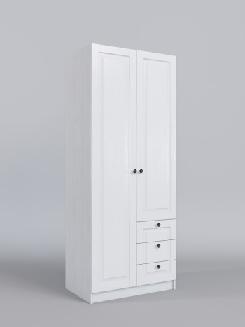 Шкаф 2-х створчатый с ящиками Классика (Белый/корпус Выбеленное дерево) в Оби - ob.mebel54.com | фото