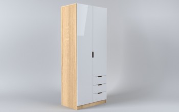 Шкаф 2-х створчатый с ящиками Лофт (Белый/корпус Дуб Сонома) в Оби - ob.mebel54.com | фото