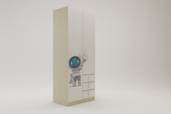 Шкаф 2-х створчатый с ящиками Санни (Белый/корпус Клен) в Оби - ob.mebel54.com | фото