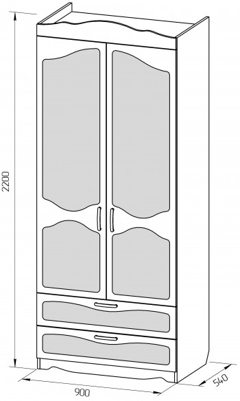 Шкаф 2-х створчатый с ящиками серии Иллюзия 02 Бежевый в Оби - ob.mebel54.com | фото